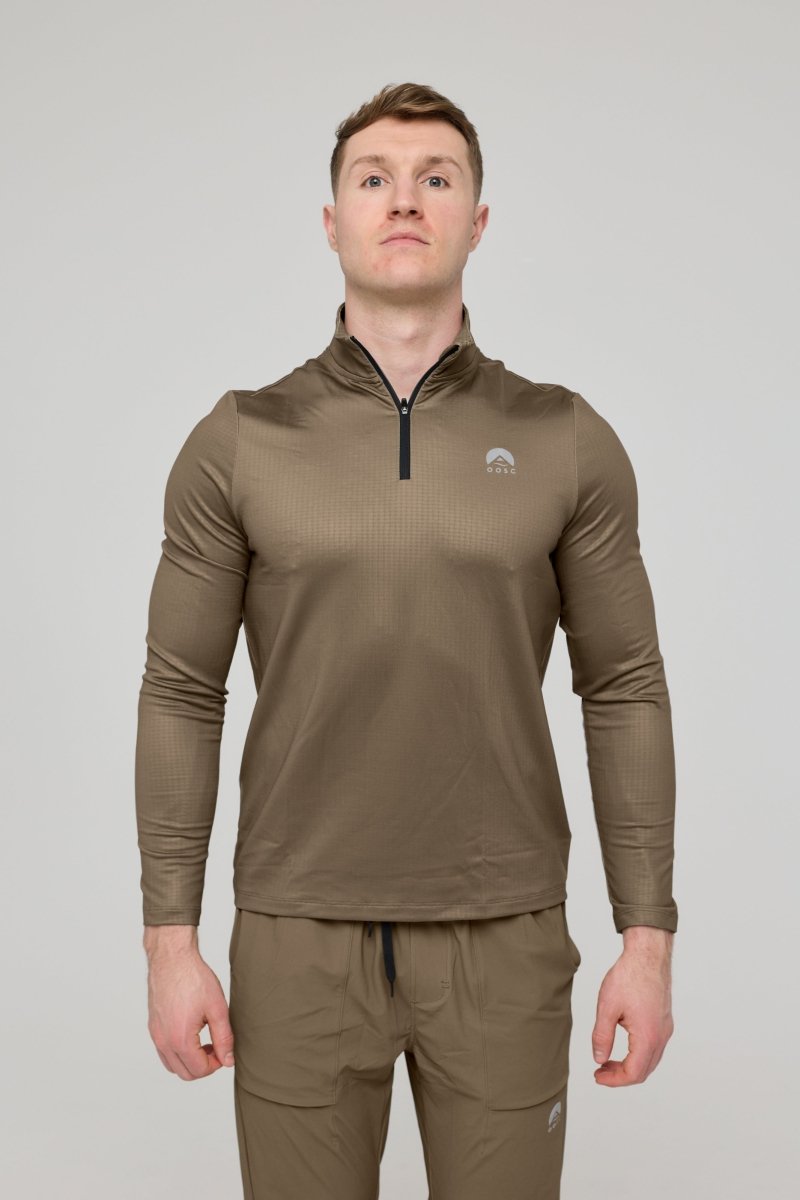 Elite Activewear 1/4 Zip Top - Khaki - OOSC Clothing