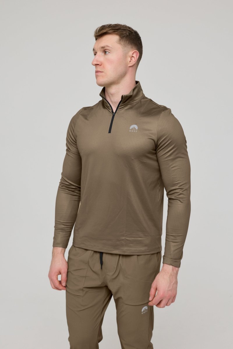 Elite Activewear 1/4 Zip Top - Khaki - OOSC Clothing