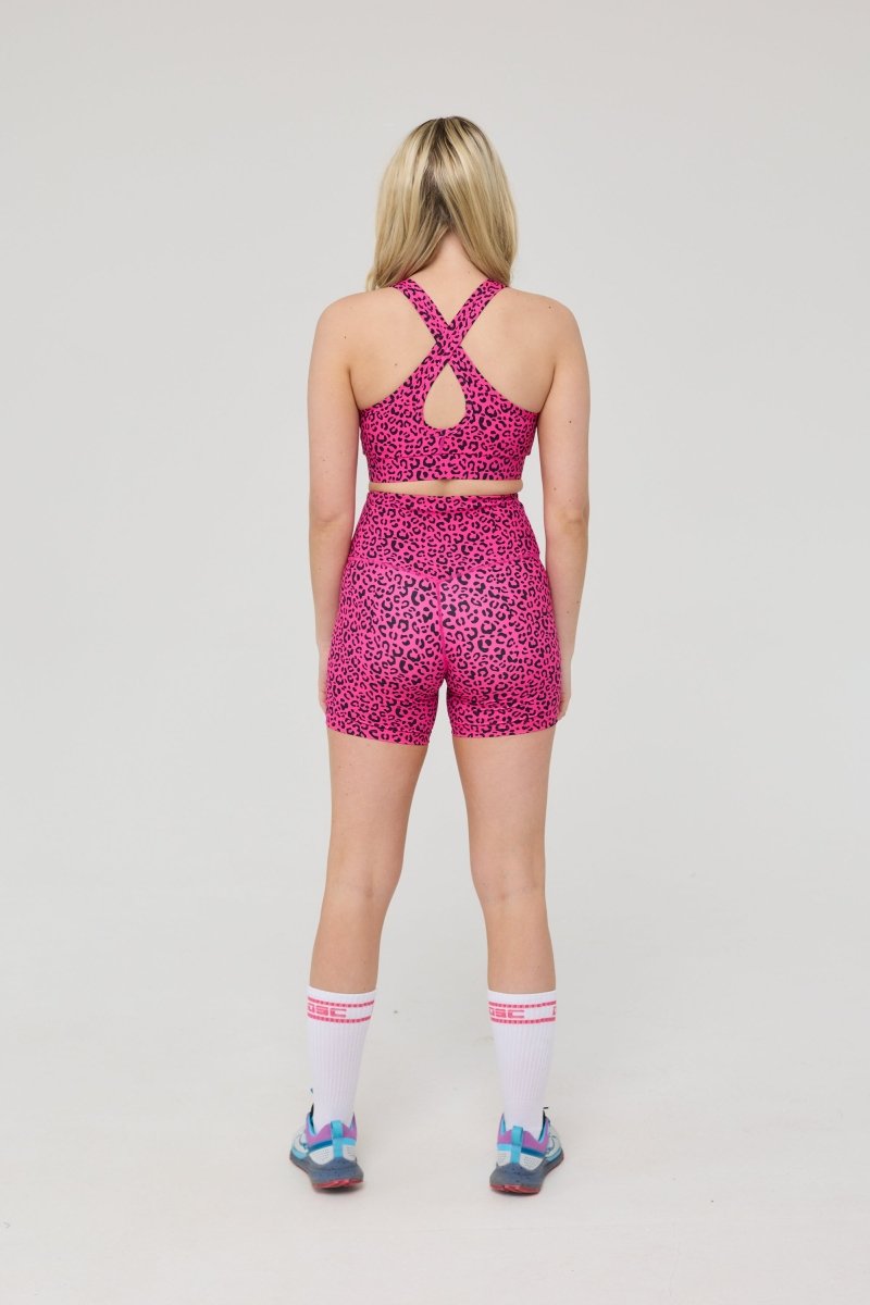 High Support Elite Crossback Sports Bra - Pink Leopard - OOSC Clothing