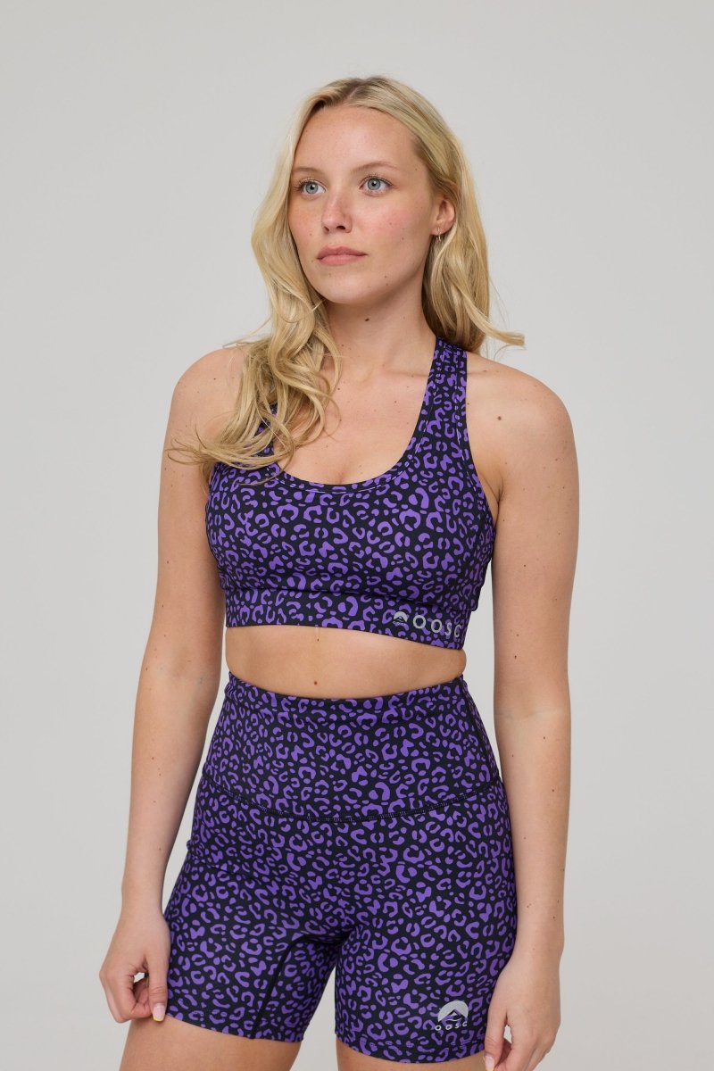 High Support Elite Crossback Sports Bra - Purple Leopard - OOSC Clothing