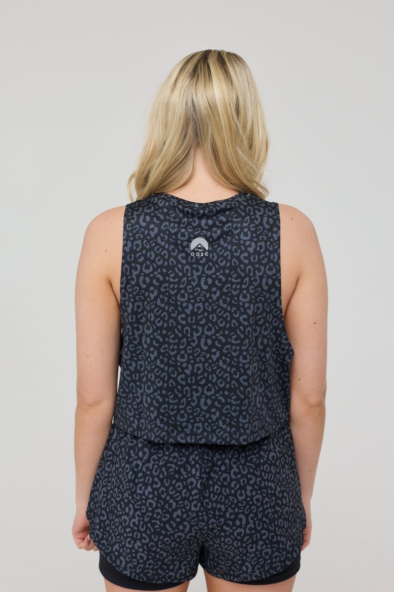 Infinite Cropped Tank Top - Black Leopard - OOSC Clothing