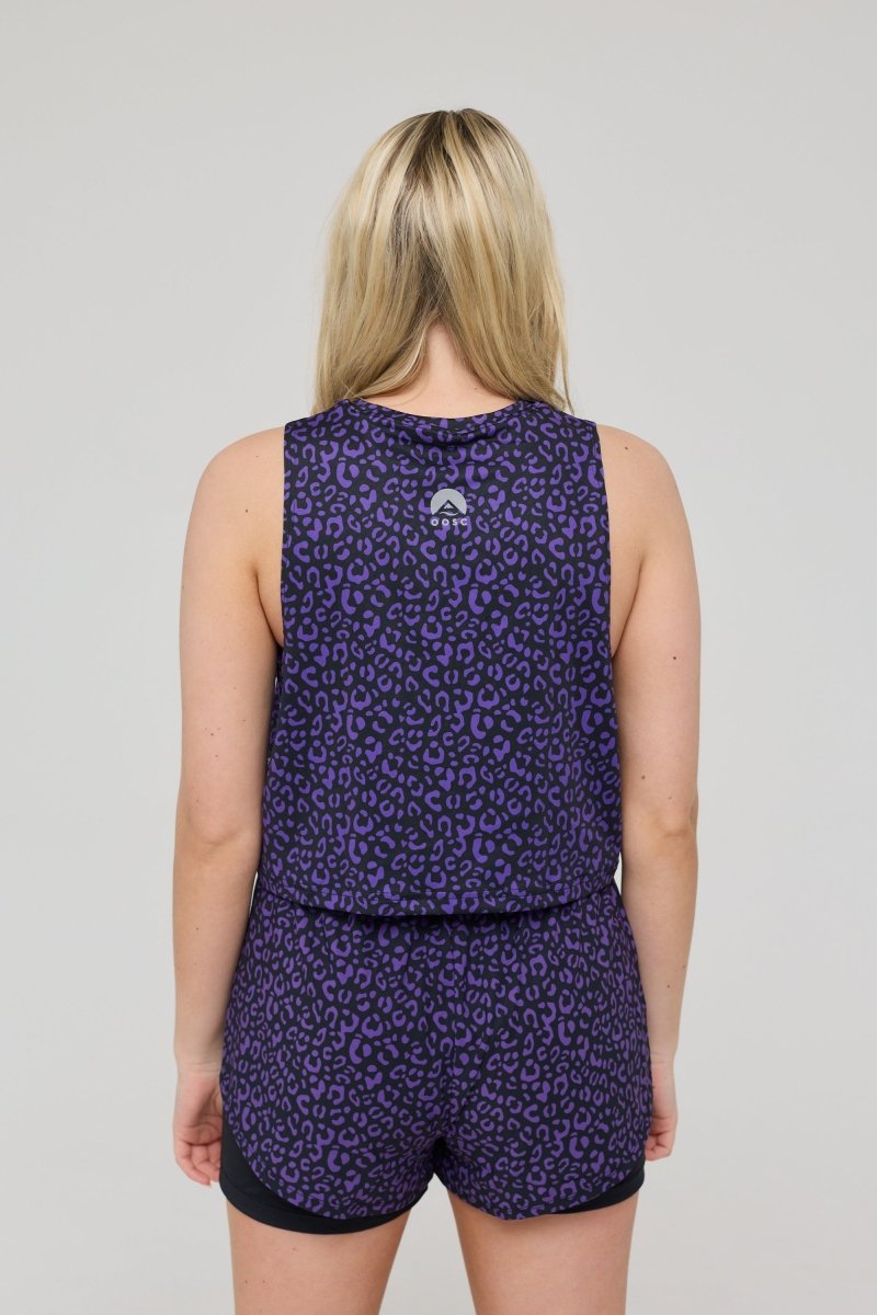 Infinite Cropped Tank Top - Purple Leopard - OOSC Clothing