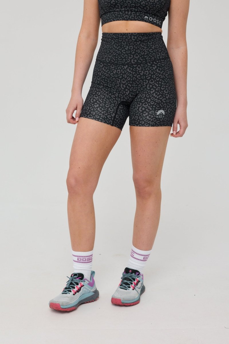 Infinite High Waisted Shorts - Black Leopard - OOSC Clothing