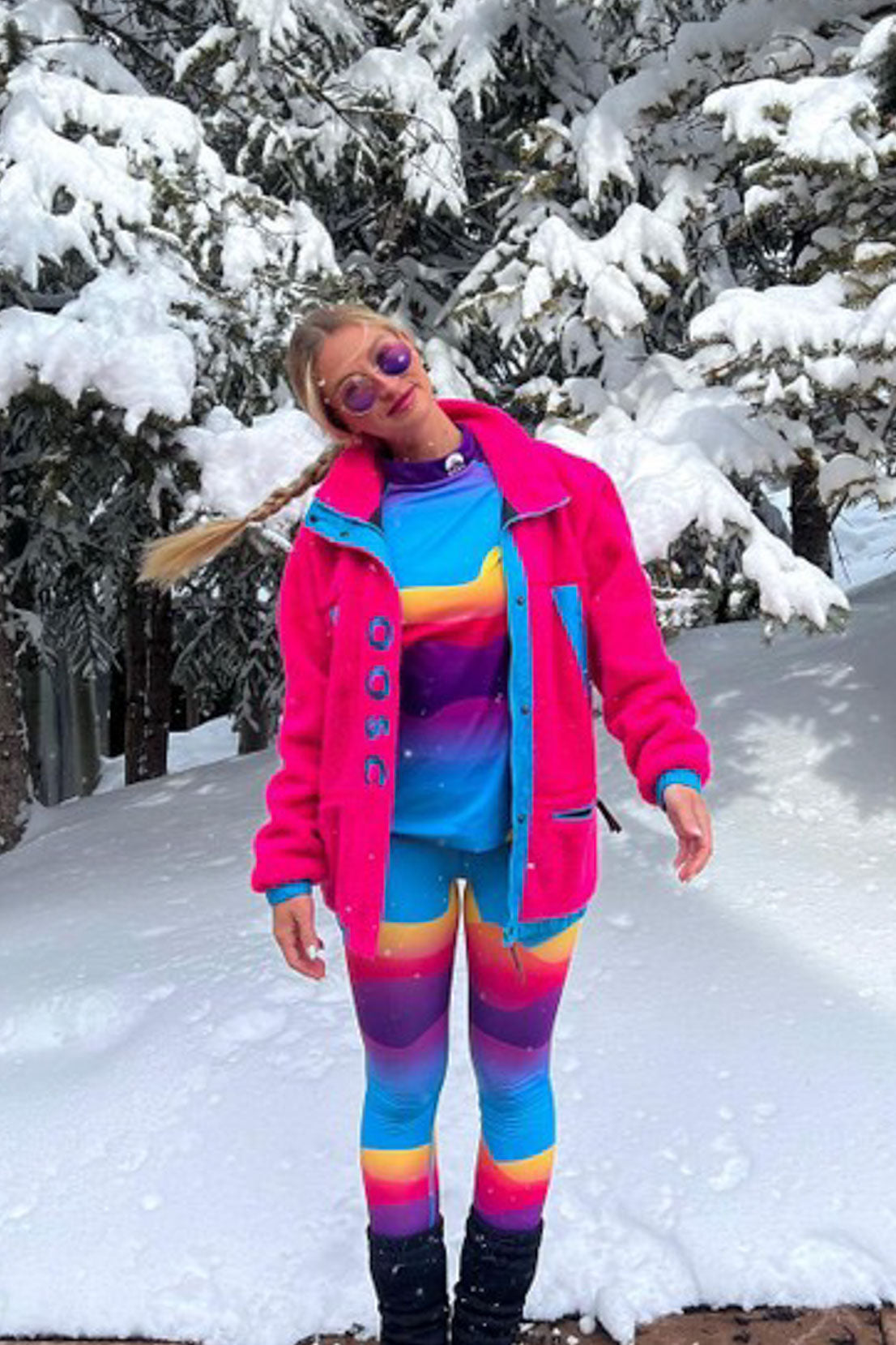 Sherpa Fleece Jacket Pink / Blue - Women's