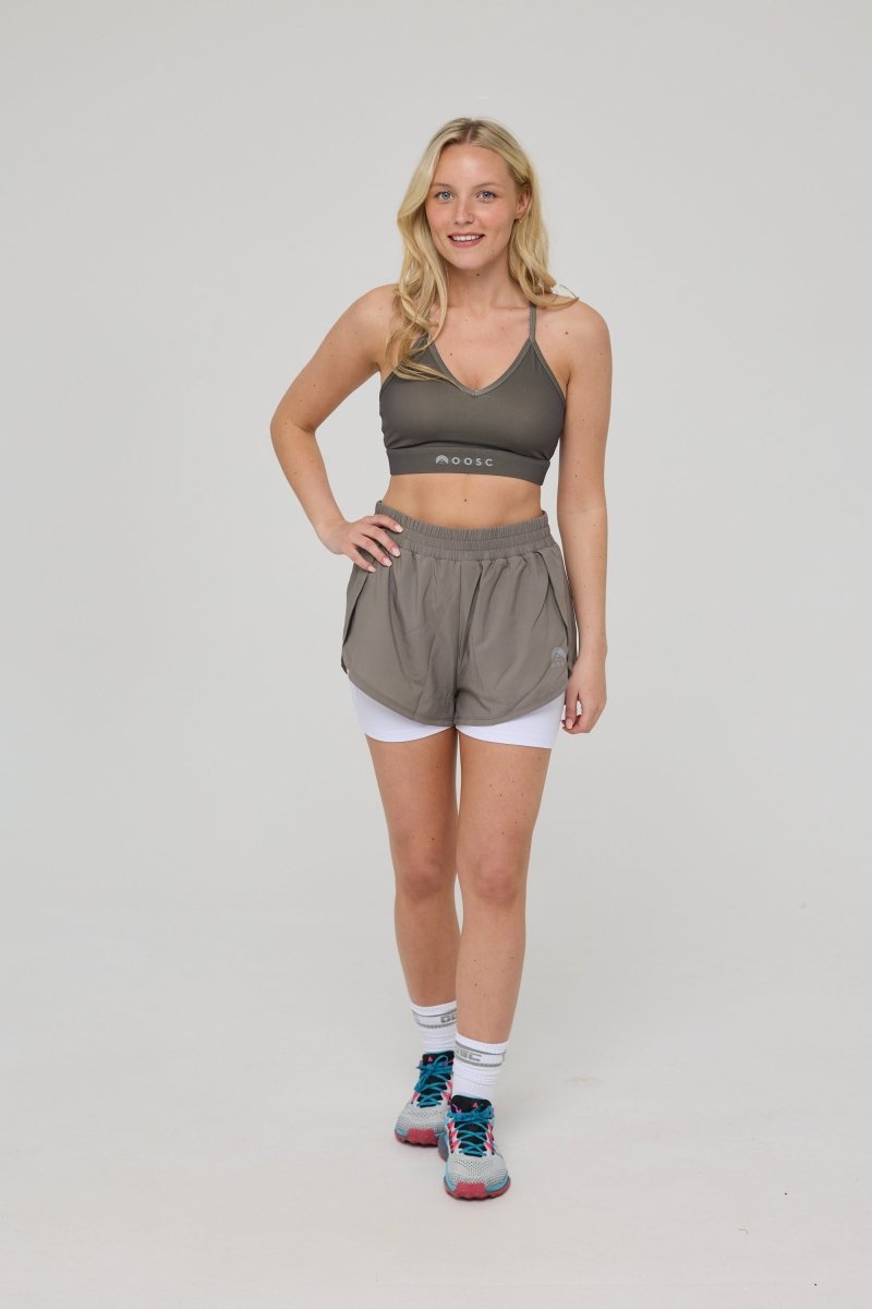 Medium Support Infinite Sports Bra - Khaki - OOSC Clothing