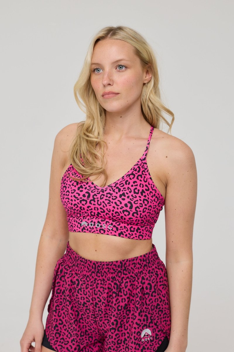 Medium Support Infinite Sports Bra - Pink Leopard - OOSC Clothing