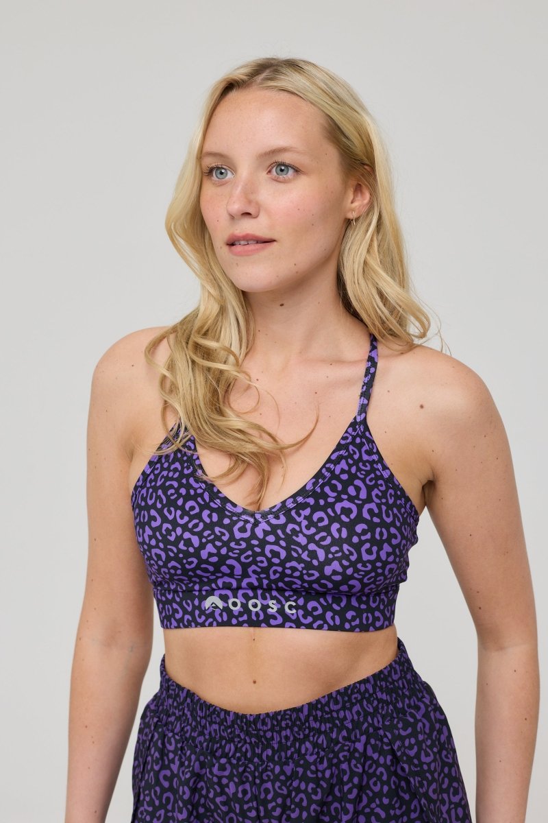 Medium Support Infinite Sports Bra - Purple Leopard - OOSC Clothing