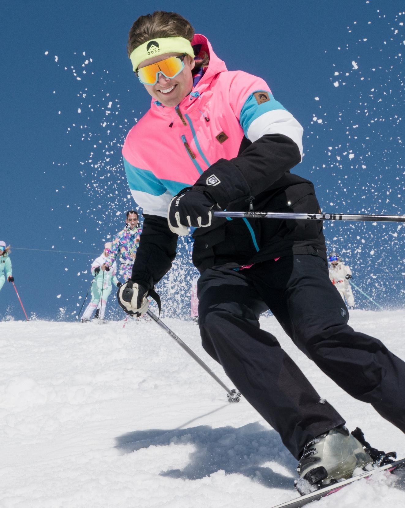 Fresh Pow Men's Ski & Snowboard Jacket - Neon Pink, Blue & Black
