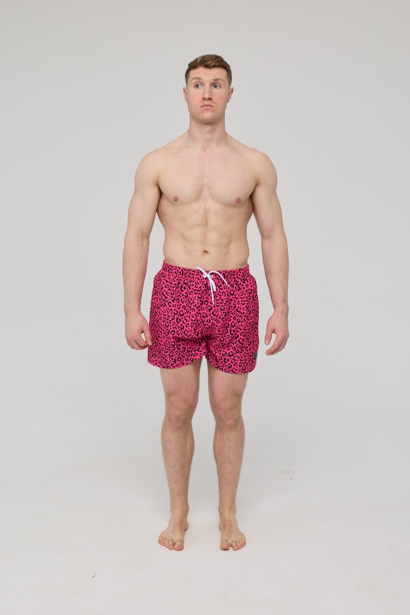 Pink Leopard Men's Swim Shorts - OOSC Clothing