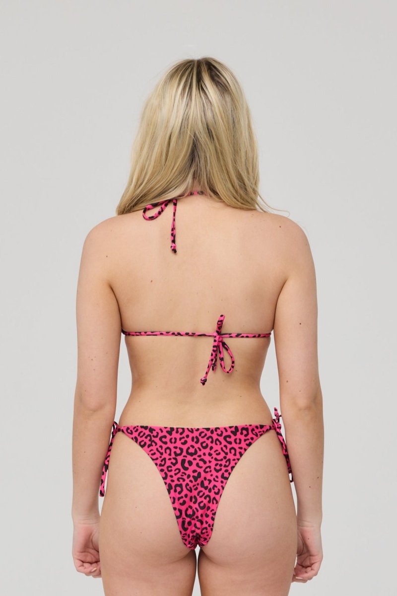 Pink Leopard Triangle Bikini Top - OOSC Clothing