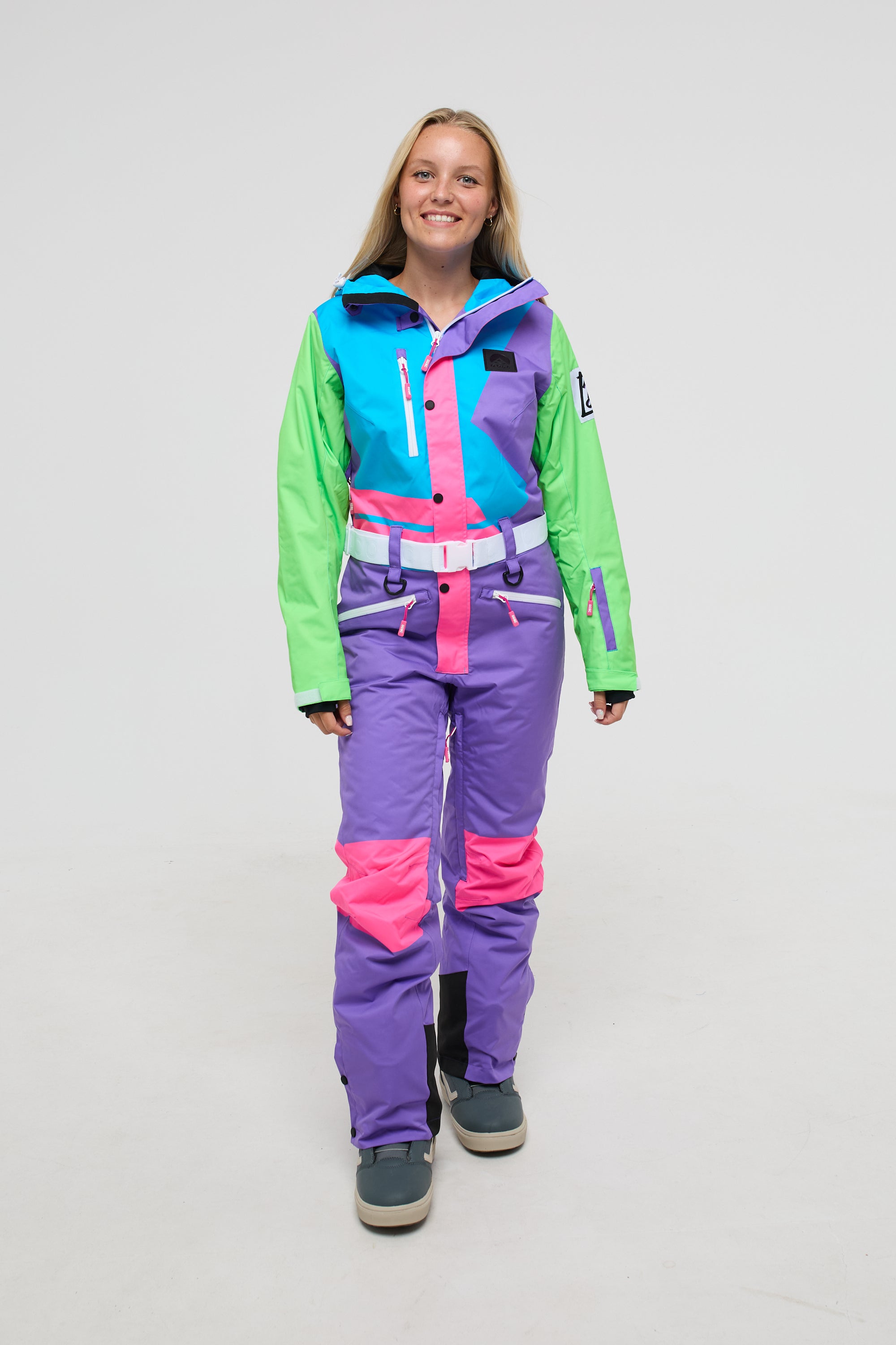 Powder Hound Neon Ski Suit Retro Snow Suit Women s OOSC Clothing OOSC Clothing AUS NZ