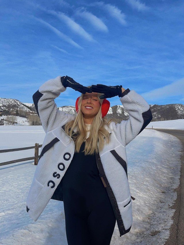 Sherpa Fleece Jacket White / Black - Women's