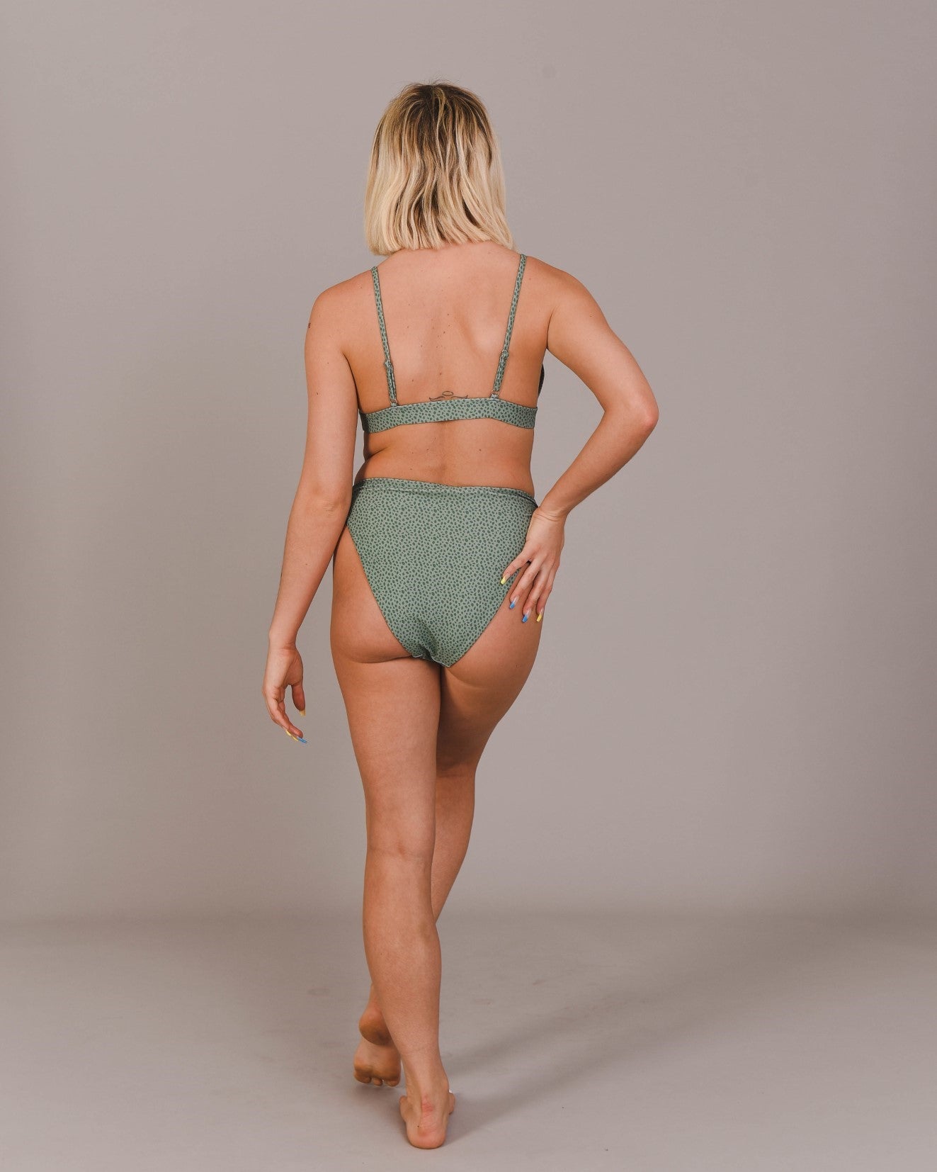 Khaki Cheetah Print High Waist Bikini Bottoms