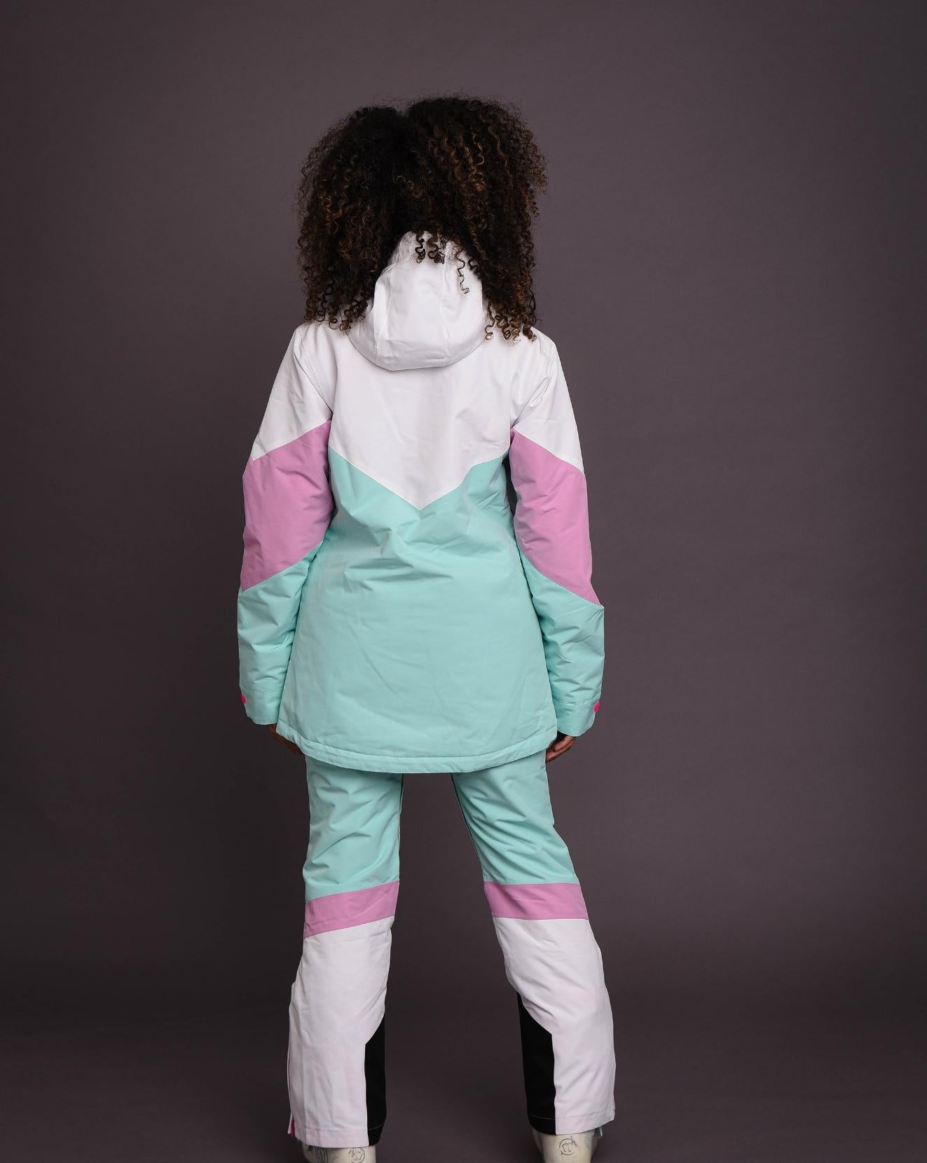 1080 Women's Ski & Snowboard Jacket - Pastel Pink, White & Pastel Mint