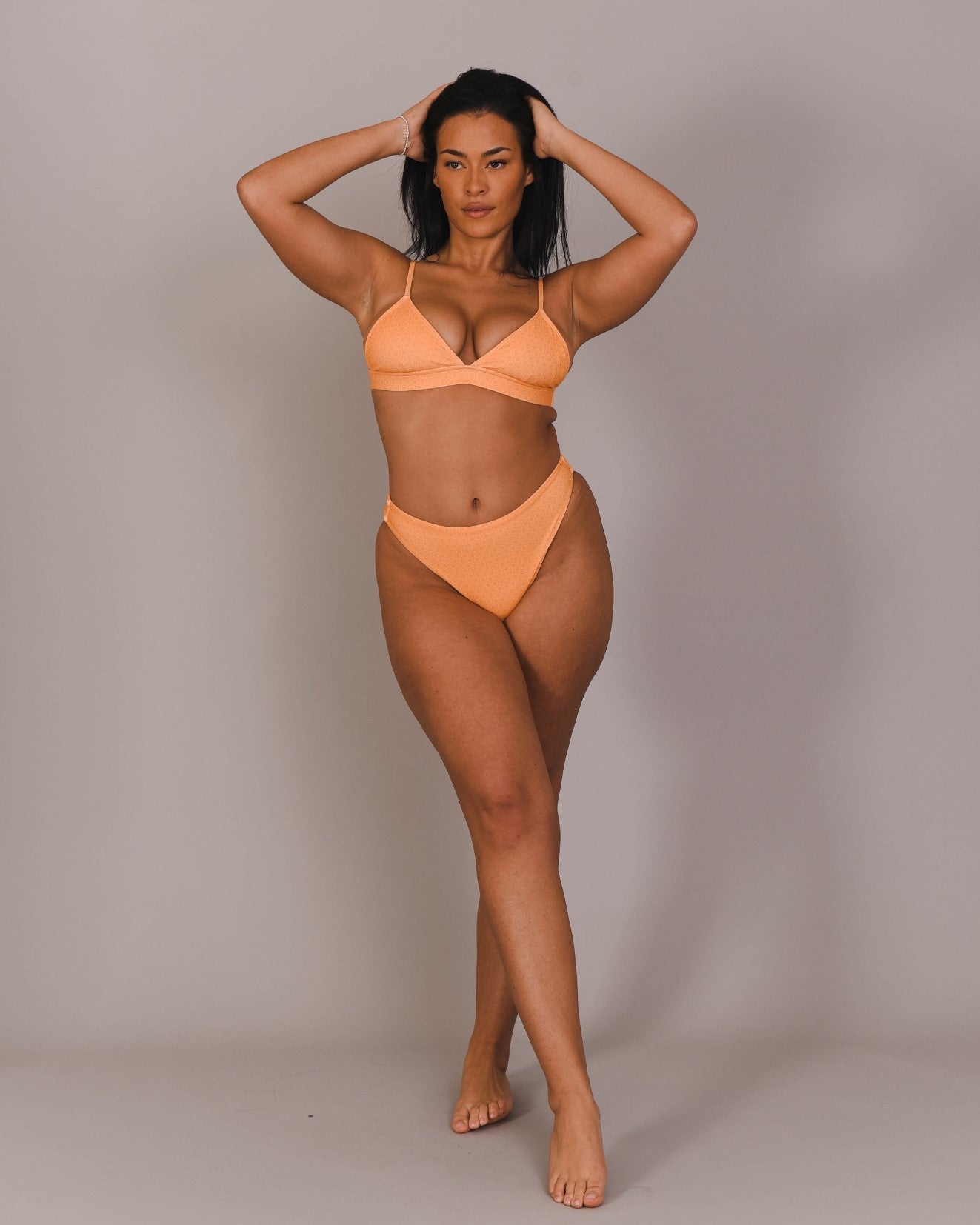 Orange Honeycomb High Waist Bikini Bottoms