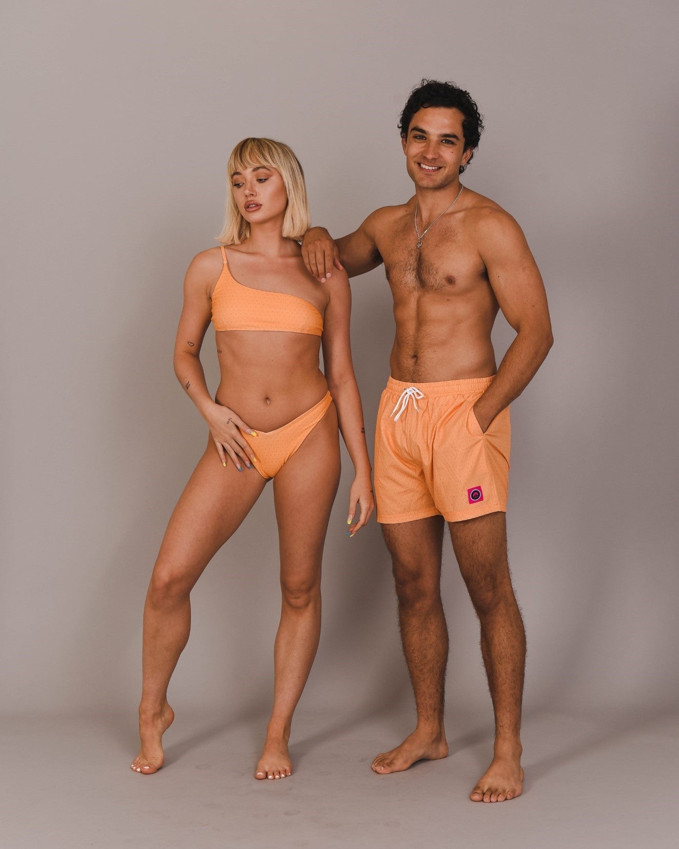 Orange Honeycomb Pattern Couples Set