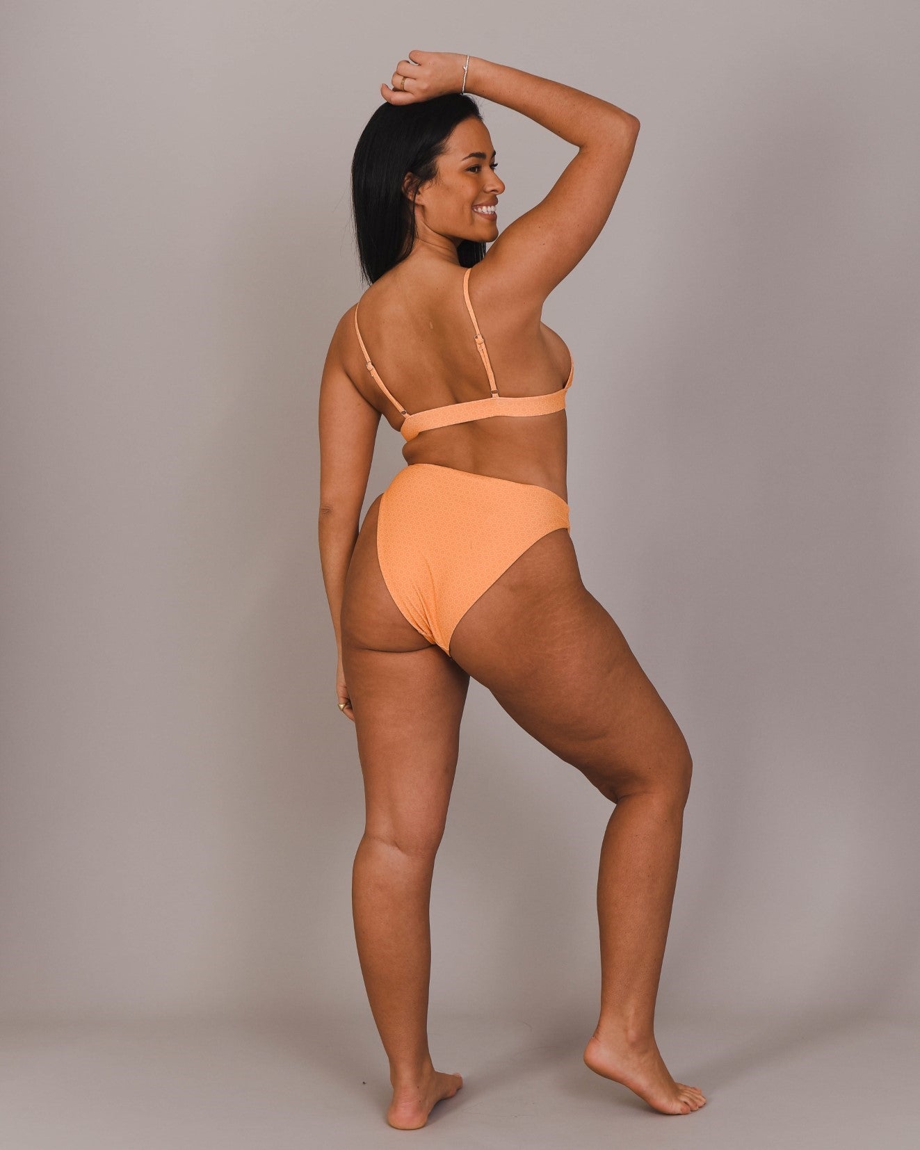 Orange Honeycomb High Waist Bikini Bottoms