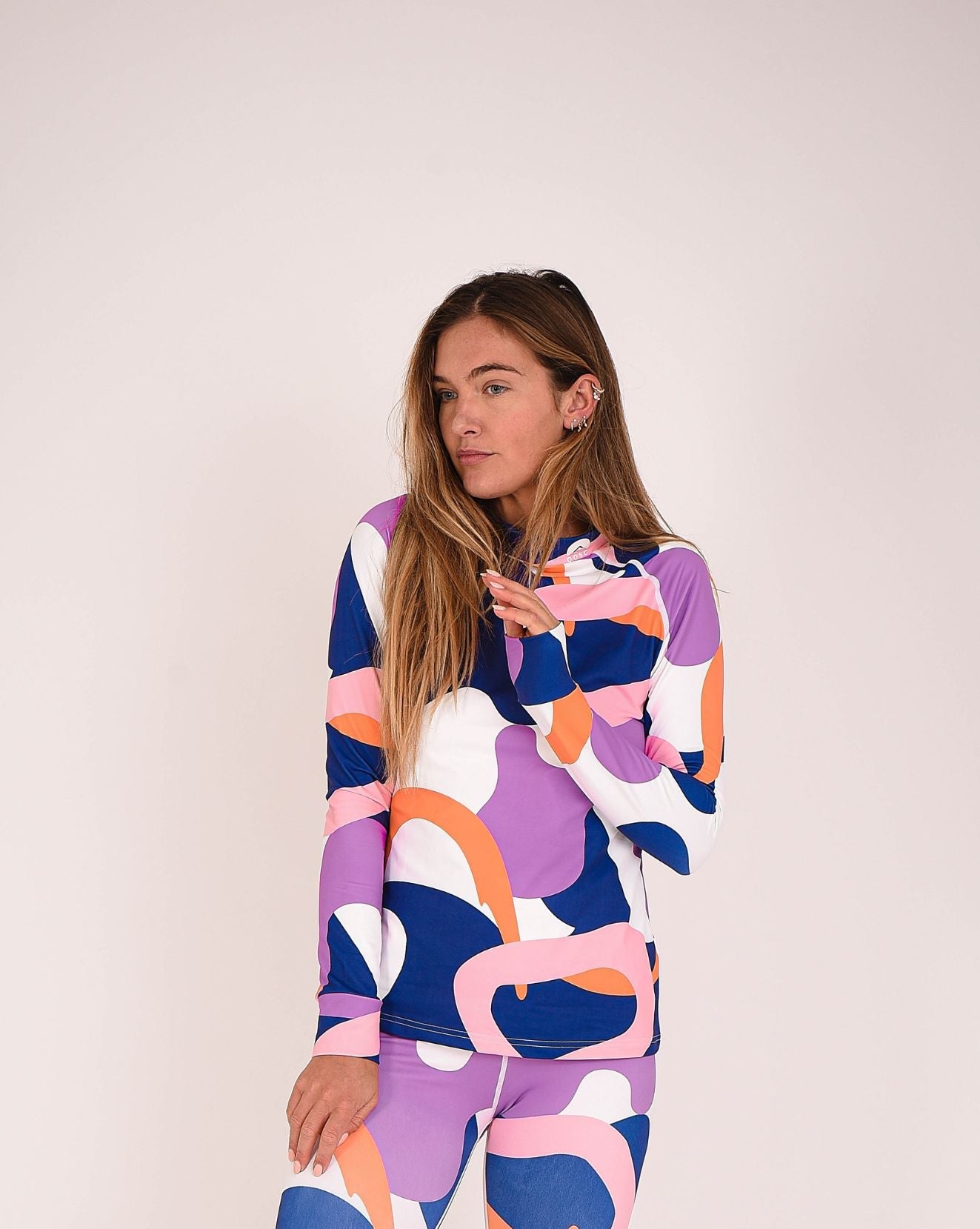 Lois Women's Blue White Pink Purple Base Layer Top