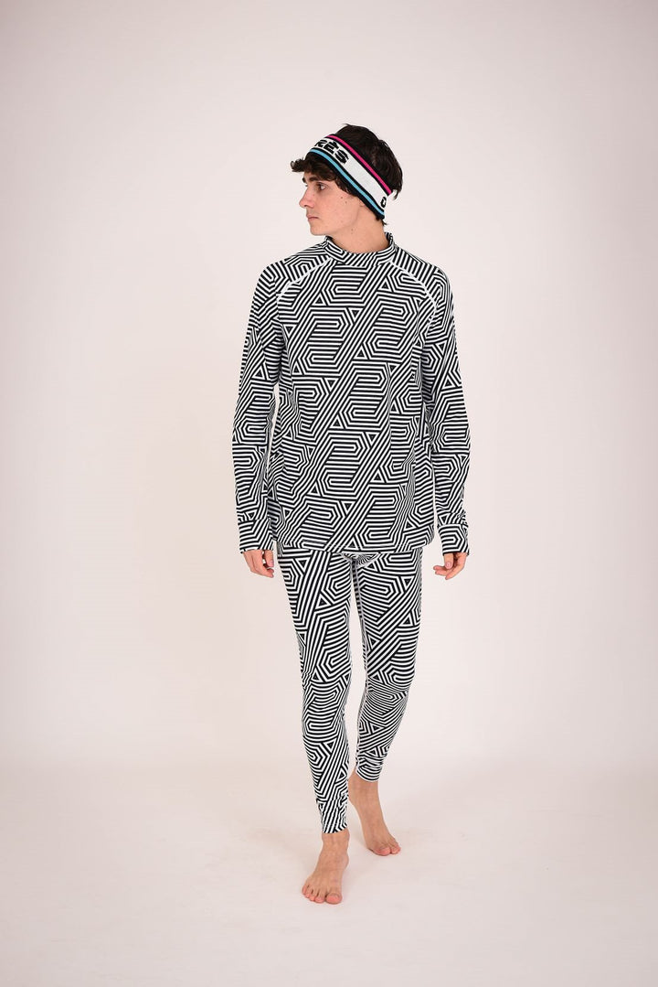 Fall Line Black & White Mens Baselayer Top