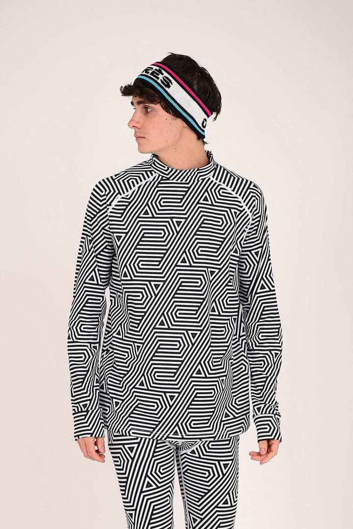 Fall Line Black & White Mens Baselayer Top