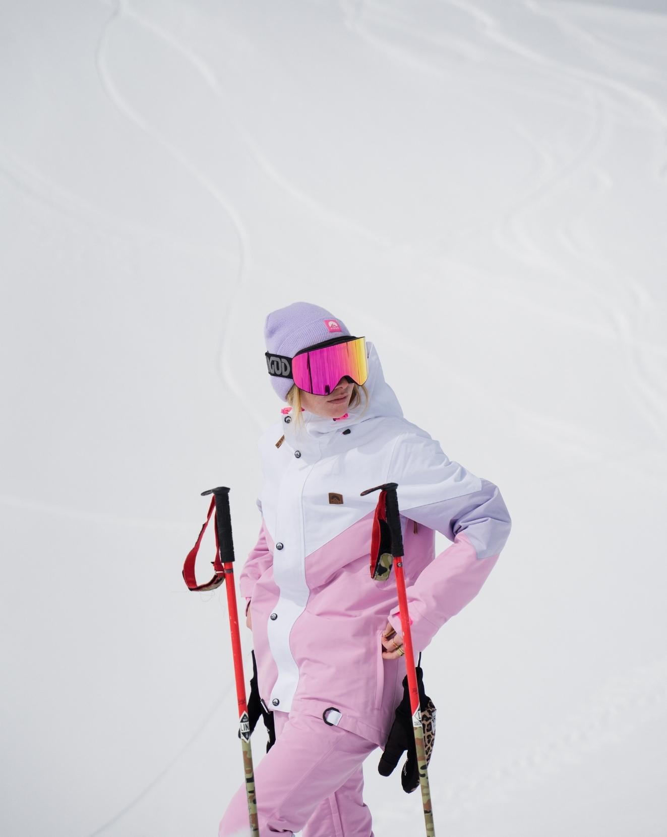 1080 Women's Ski & Snowboard Jacket - Pastel Pink, White & Pastel Purple