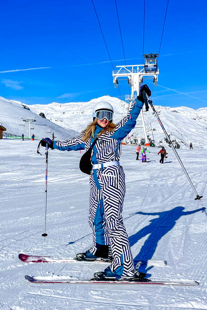 Fall Line Black & White Curved Women's Ski Suit