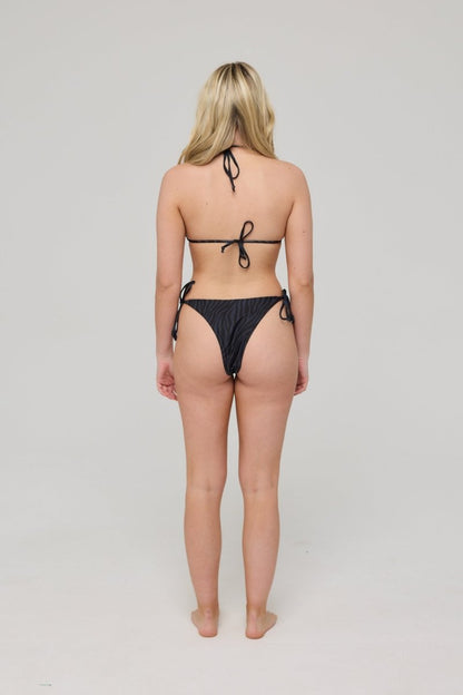 Black Tiger Tie Side Bikini Bottoms - OOSC Clothing