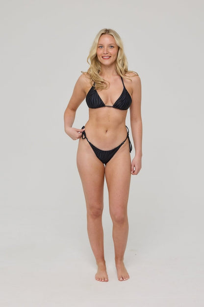 Black Tiger Tie Side Bikini Bottoms - OOSC Clothing