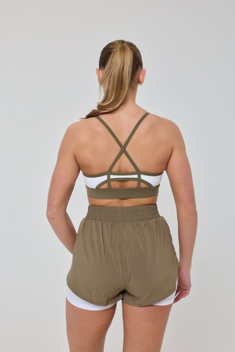 Elite 2 in 1 Running Shorts - Khaki - OOSC Clothing