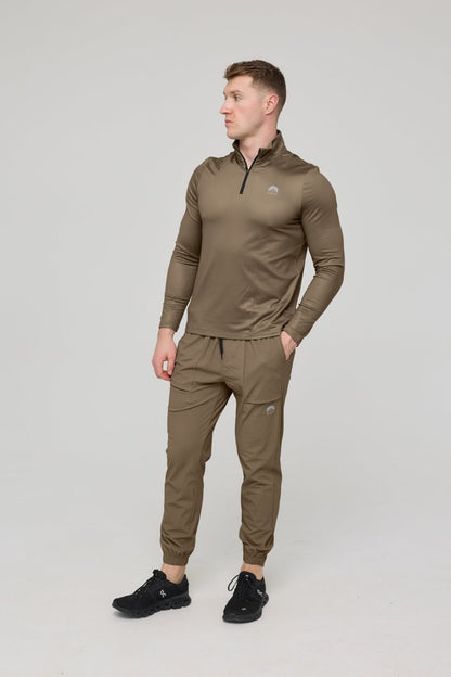 Elite Activewear 1/4 Zip Top - Khaki - OOSC Clothing