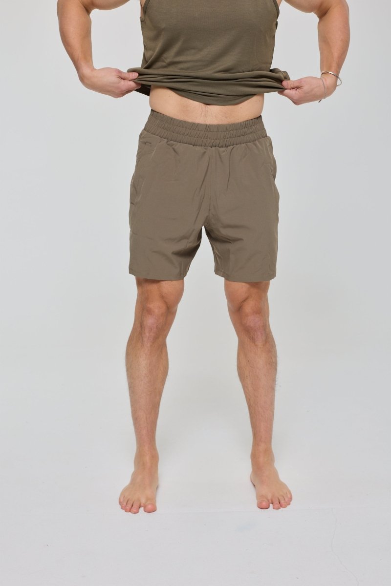 Elite Activewear Shorts - Khaki - OOSC Clothing