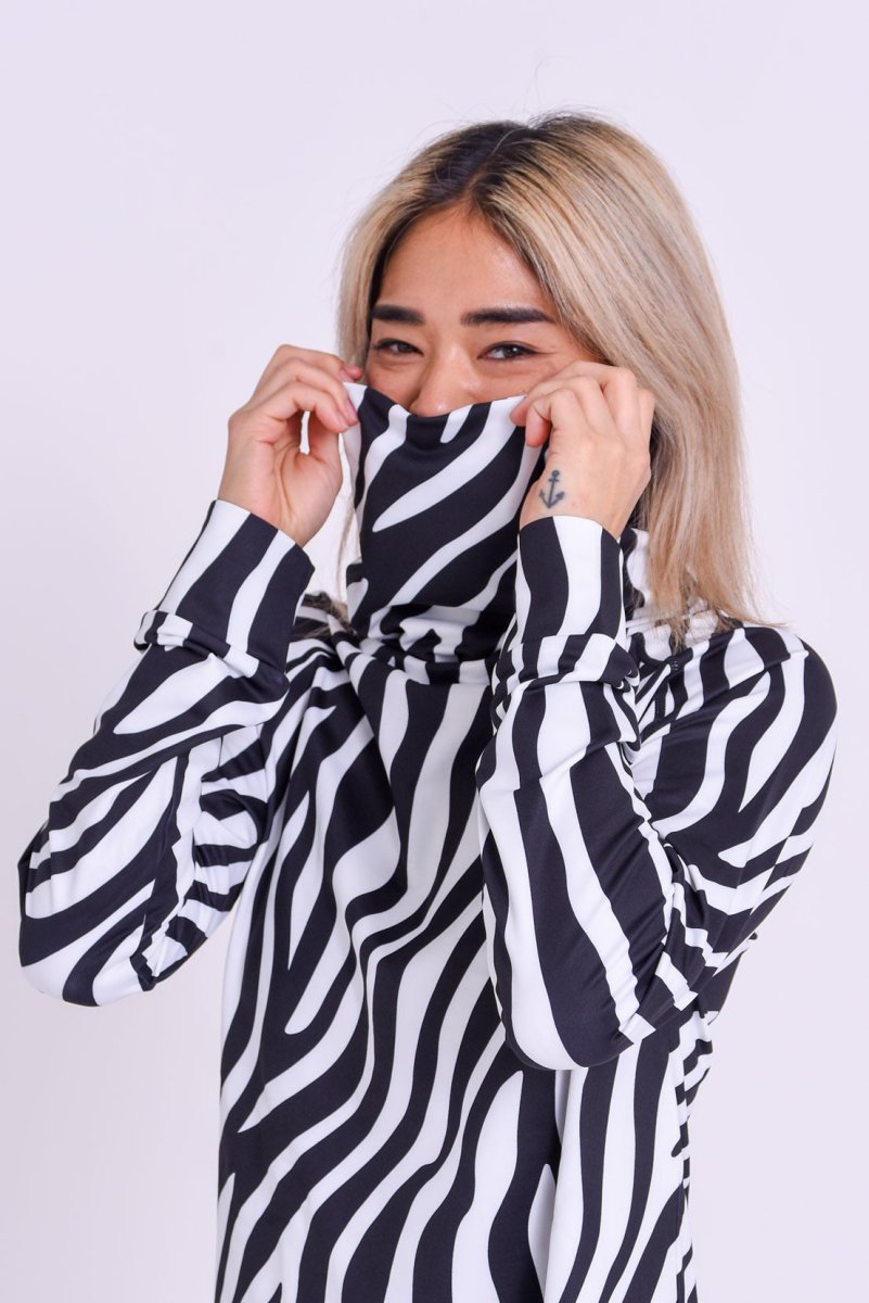 High Neck Baselayer Top - Hotel California Zebra Print Women's - OOSC Clothing