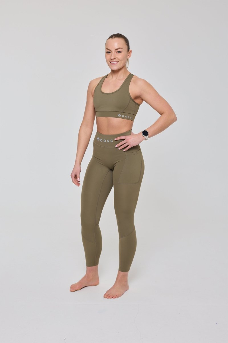 High Support Elite Crossback Sports Bra - Khaki - OOSC Clothing