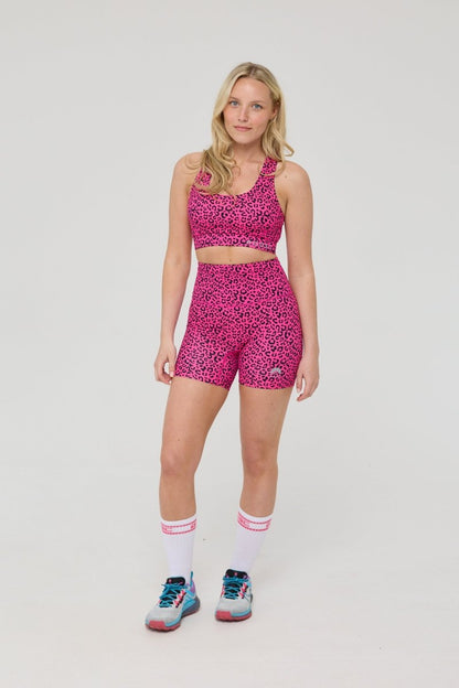 High Support Elite Crossback Sports Bra - Pink Leopard - OOSC Clothing
