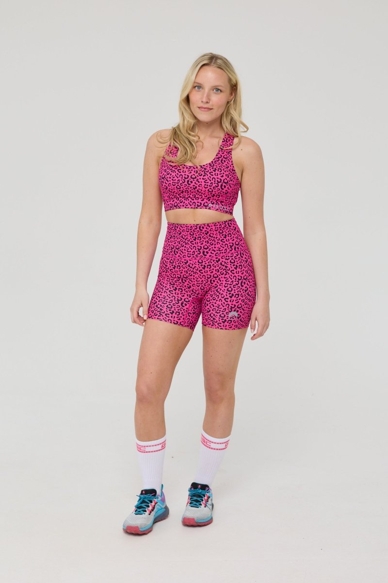 High Support Elite Crossback Sports Bra - Pink Leopard - OOSC Clothing