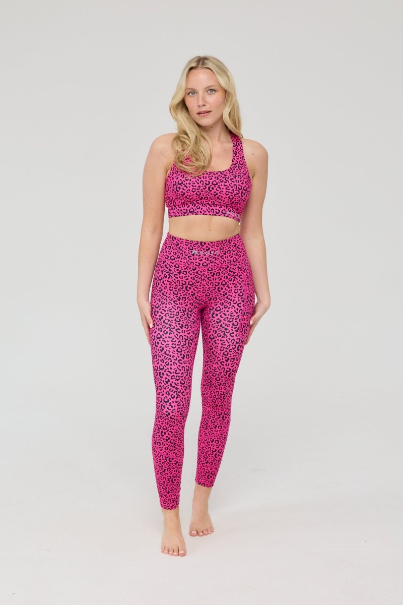 High Support Elite Crossback Sports Bra - Pink Leopard - OOSC Clothing