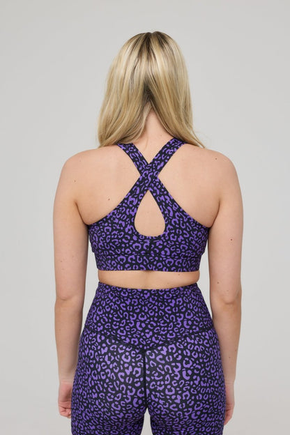 High Support Elite Crossback Sports Bra - Purple Leopard - OOSC Clothing