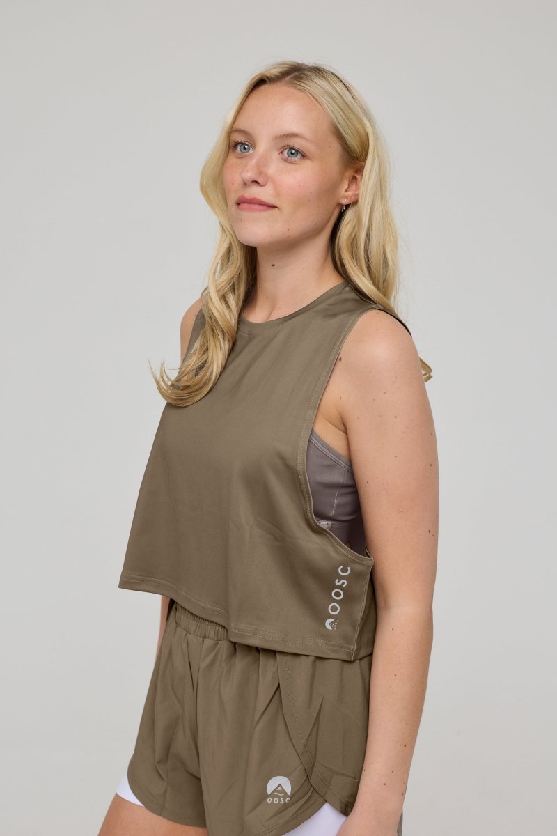 Infinite Cropped Tank Top - Khaki - OOSC Clothing