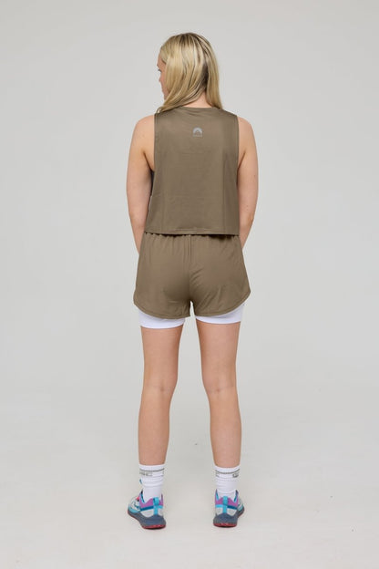 Infinite Cropped Tank Top - Khaki - OOSC Clothing