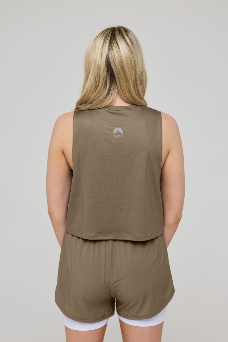 Infinite Cropped Tank Top - Khaki - OOSC Clothing