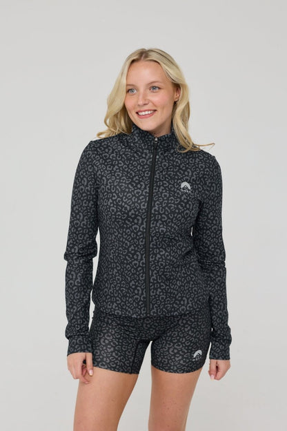 Infinite Cropped Zipped Jacket - Black Leopard - OOSC Clothing