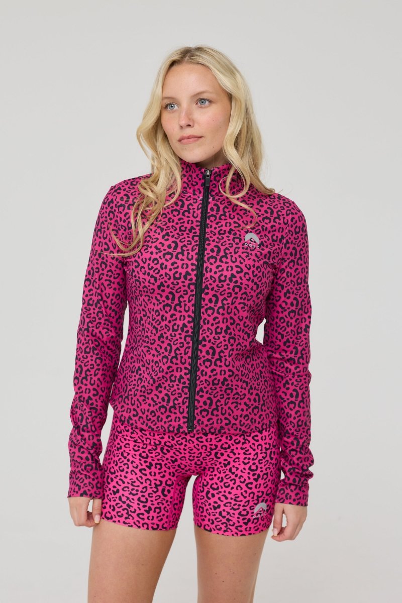 Infinite Cropped Zipped Jacket - Pink Leopard - OOSC Clothing