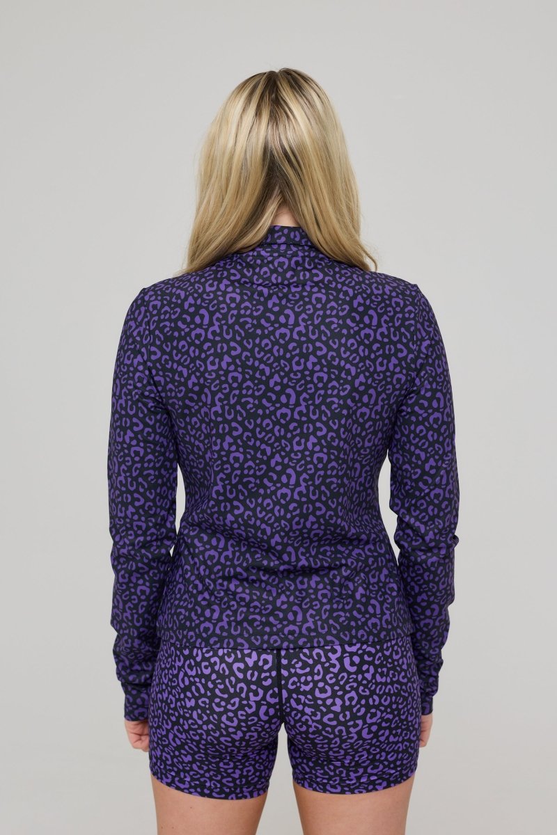 Infinite Cropped Zipped Jacket - Purple Leopard - OOSC Clothing