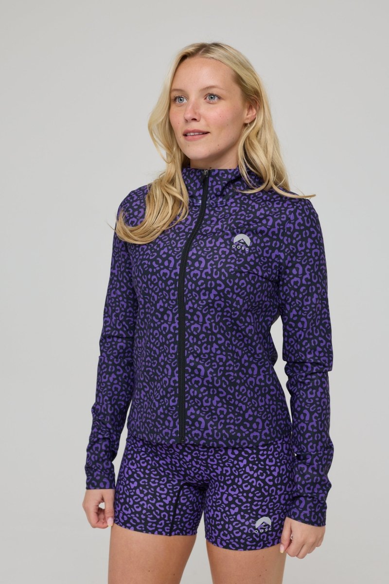 Infinite Cropped Zipped Jacket - Purple Leopard - OOSC Clothing