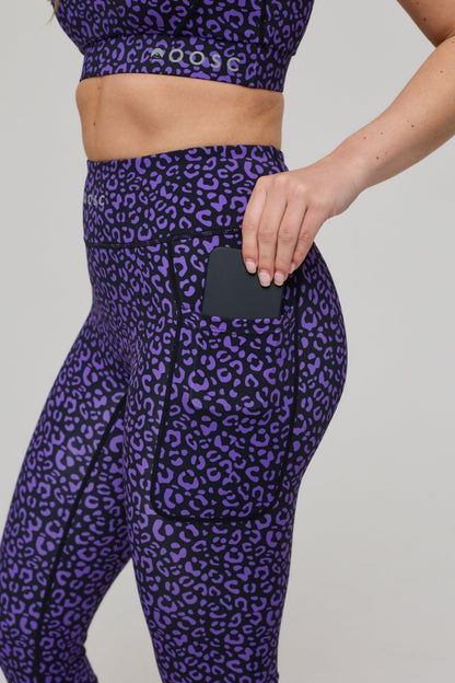 Infinite High Waisted Leggings - Purple Leopard - OOSC Clothing