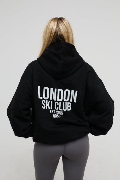 London Ski Club Oversize Hoodie - Black - OOSC Clothing