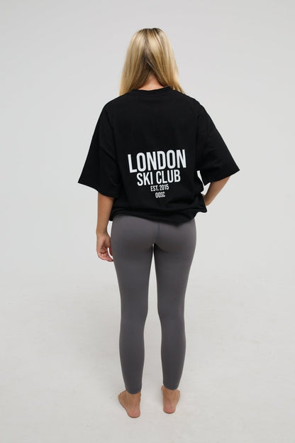 London Ski Club Oversize T-Shirt - Black - OOSC Clothing