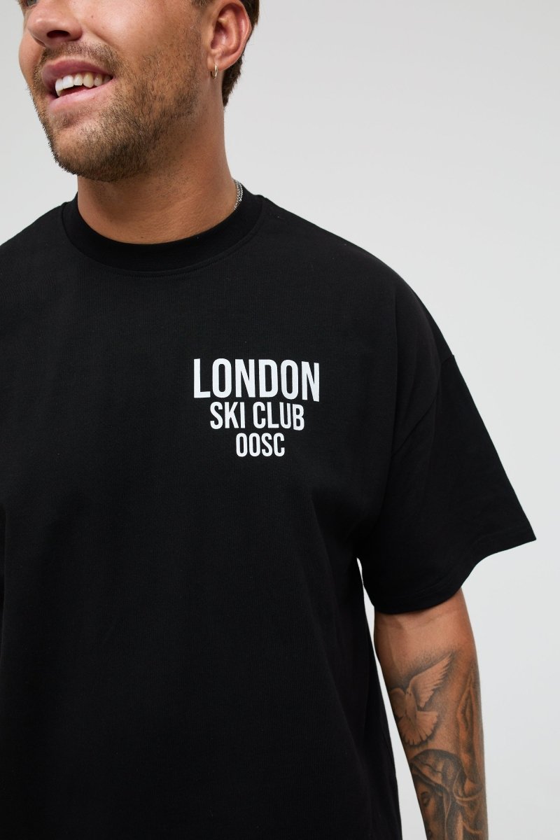 London Ski Club Oversize T-Shirt - Black - OOSC Clothing