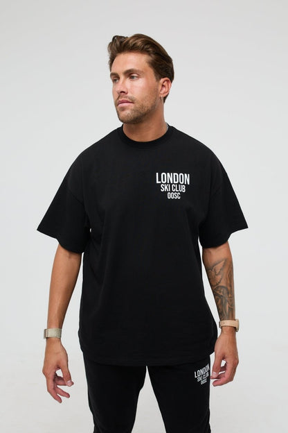 London Ski Club Oversize T-Shirt - Black - OOSC Clothing