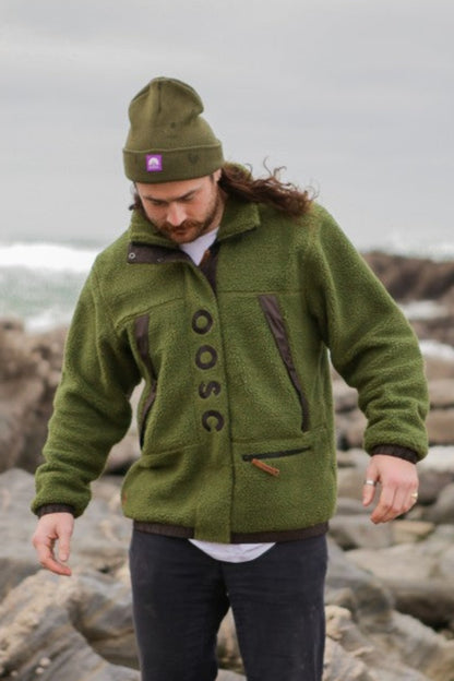 Sherpa Fleece Jacket - Khaki / Black - Men's